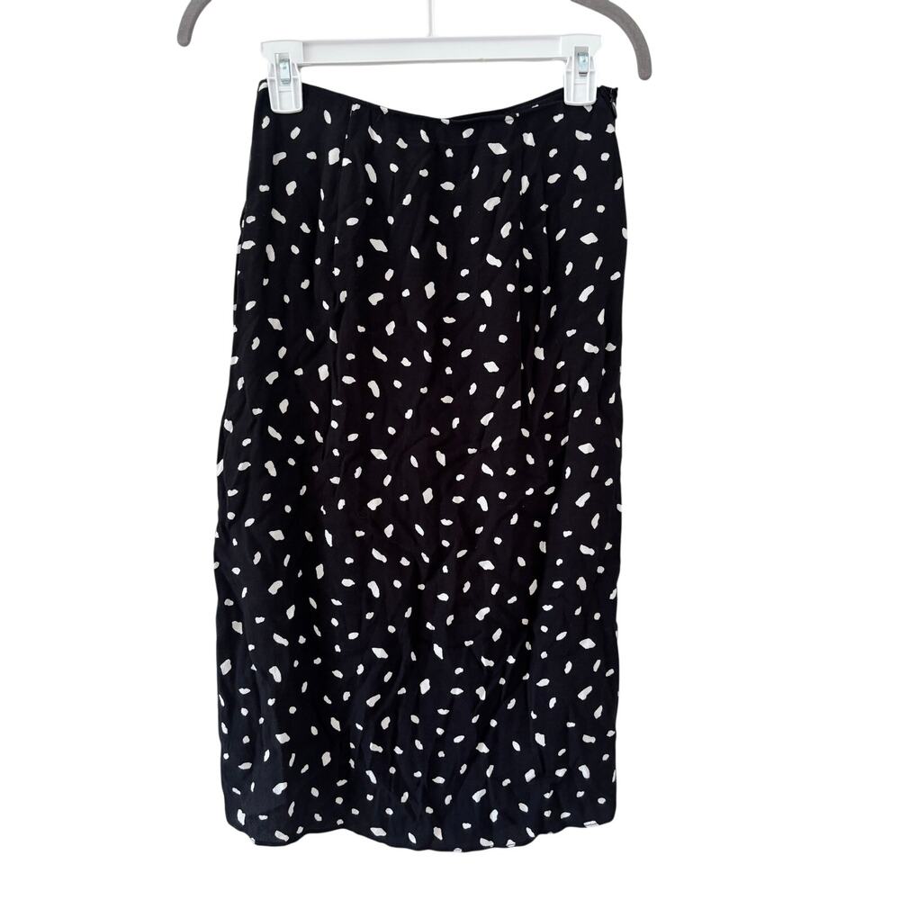 Abercrombie & Fitch Wrap Midi Skirt Black White Polka Dot XS Side Slit Women - Picture 8 of 9